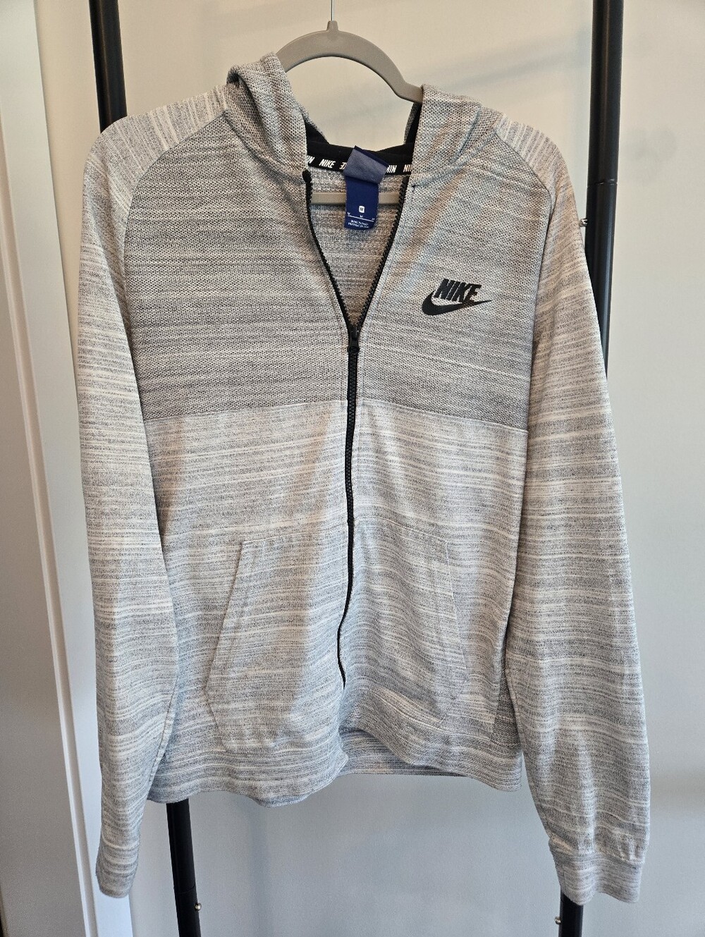 Nike Womens Zipup Sweatshirt Hoodie Size Medium Grey / Black